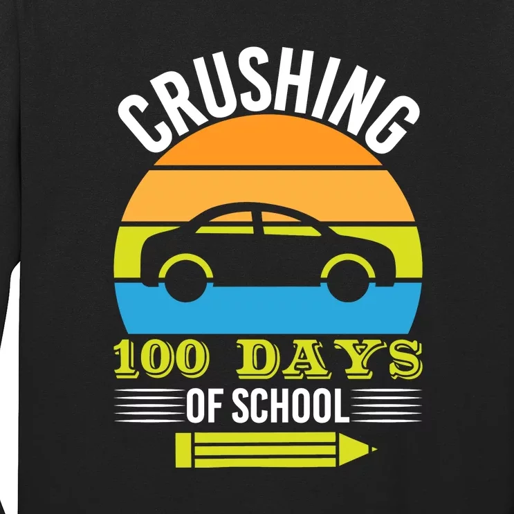 Retro 100 Days & Crushing It 100th Day Of School Monster Truck Long Sleeve Shirt