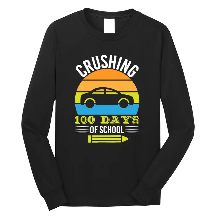 Retro 100 Days & Crushing It 100th Day Of School Monster Truck Long Sleeve Shirt