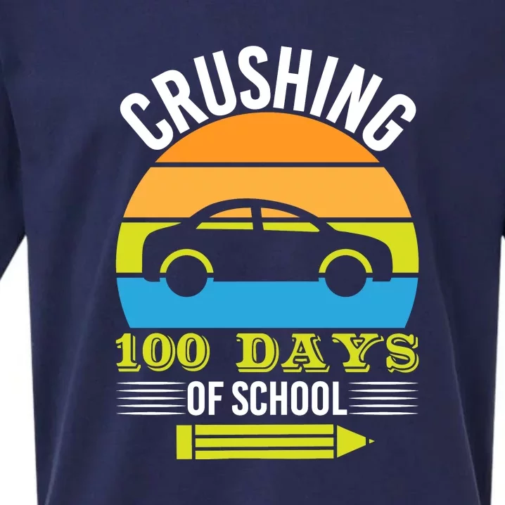 Retro 100 Days & Crushing It 100th Day Of School Monster Truck Sueded Cloud Jersey T-Shirt