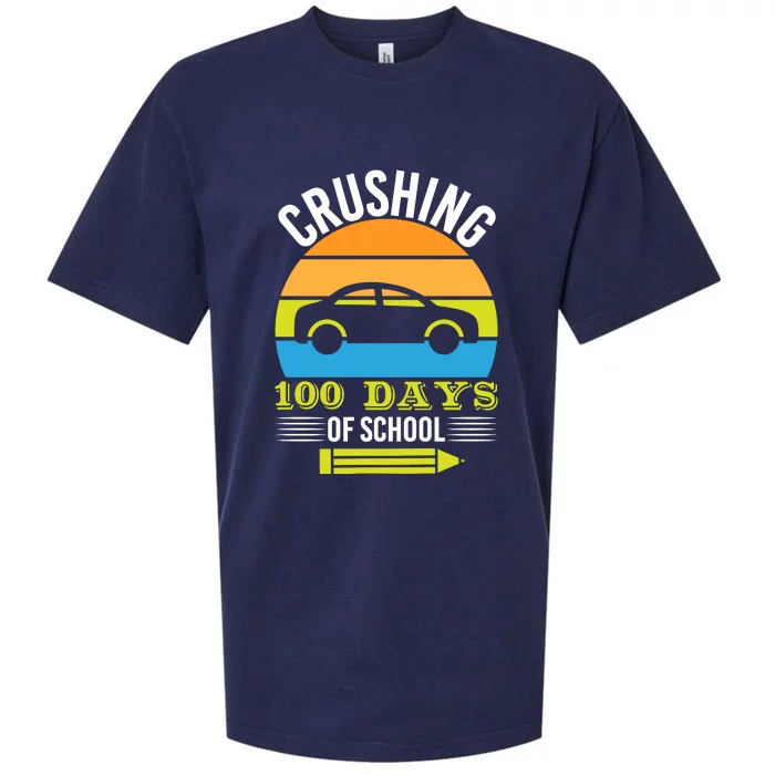 Retro 100 Days & Crushing It 100th Day Of School Monster Truck Sueded Cloud Jersey T-Shirt