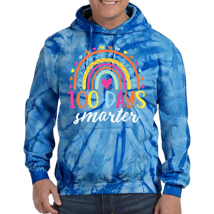 Rainbow 100 Days Smarter Teacher Student 100th Day Of School Meaningful Gift Tie Dye Hoodie