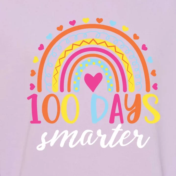 Rainbow 100 Days Smarter Teacher Student 100th Day Of School Meaningful Gift Garment-Dyed Sweatshirt