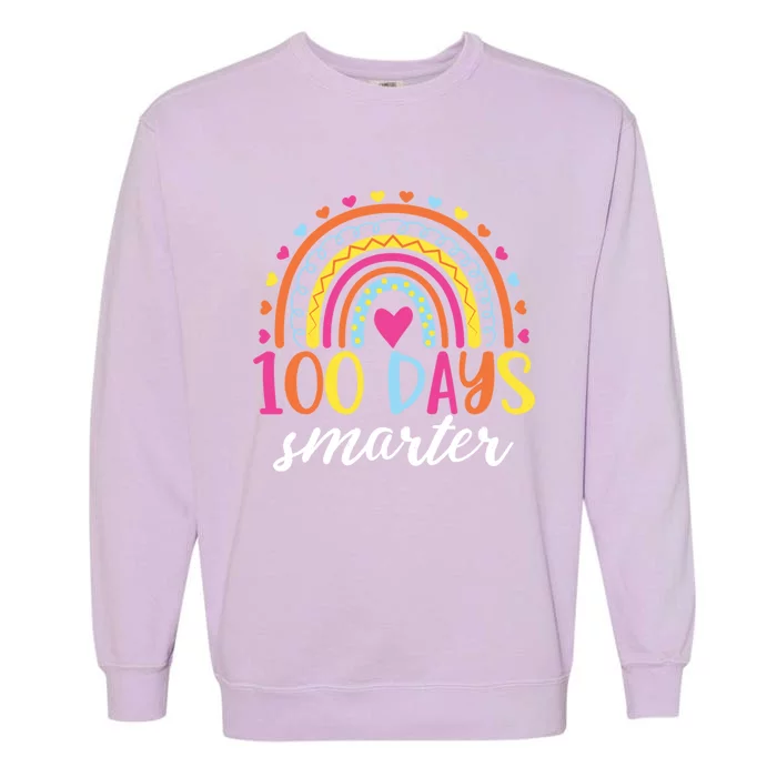 Rainbow 100 Days Smarter Teacher Student 100th Day Of School Meaningful Gift Garment-Dyed Sweatshirt