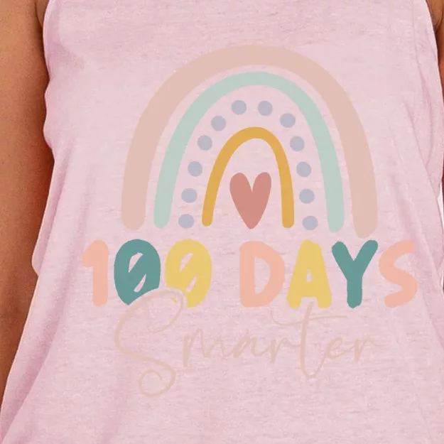 Rainbow 100 Days Smarter Teacher Student 100th Day Of School Gift Women's Knotted Racerback Tank