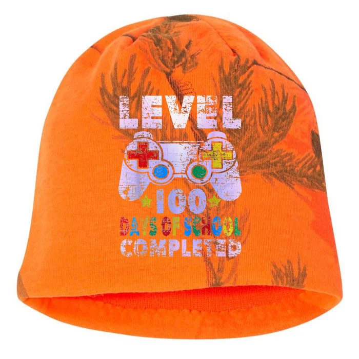 Retro 100 Days Of School Completed Level Up Gaming Kati - Camo Knit Beanie