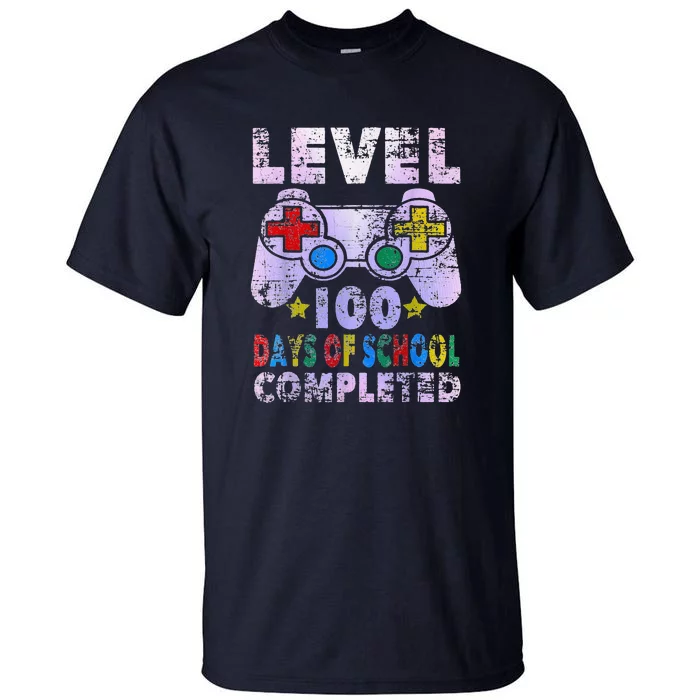 Retro 100 Days Of School Completed Level Up Gaming Tall T-Shirt