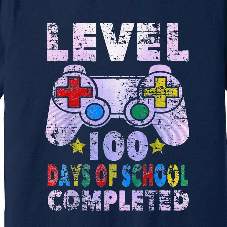 Retro 100 Days Of School Completed Level Up Gaming Premium T-Shirt