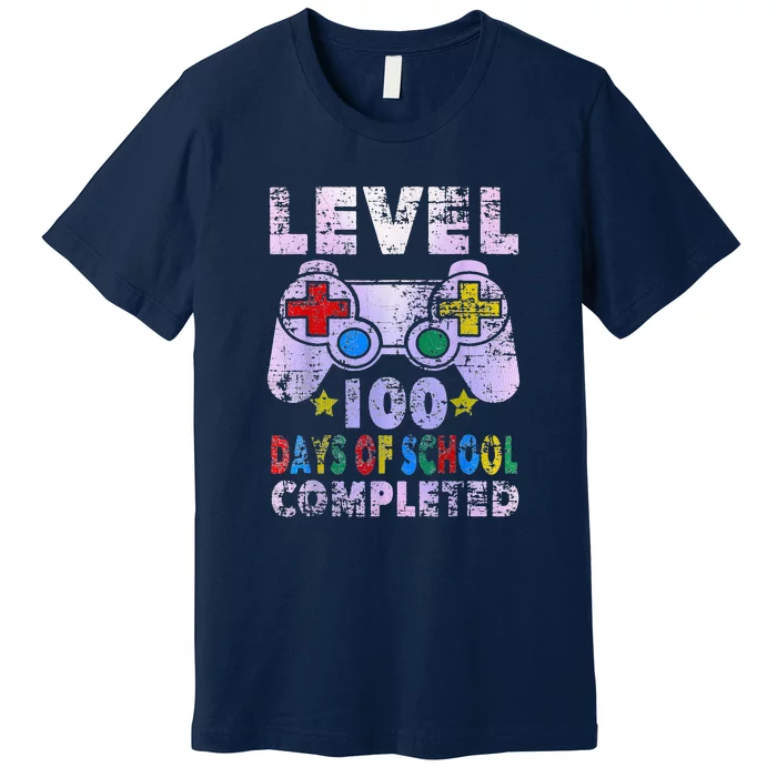 Retro 100 Days Of School Completed Level Up Gaming Premium T-Shirt