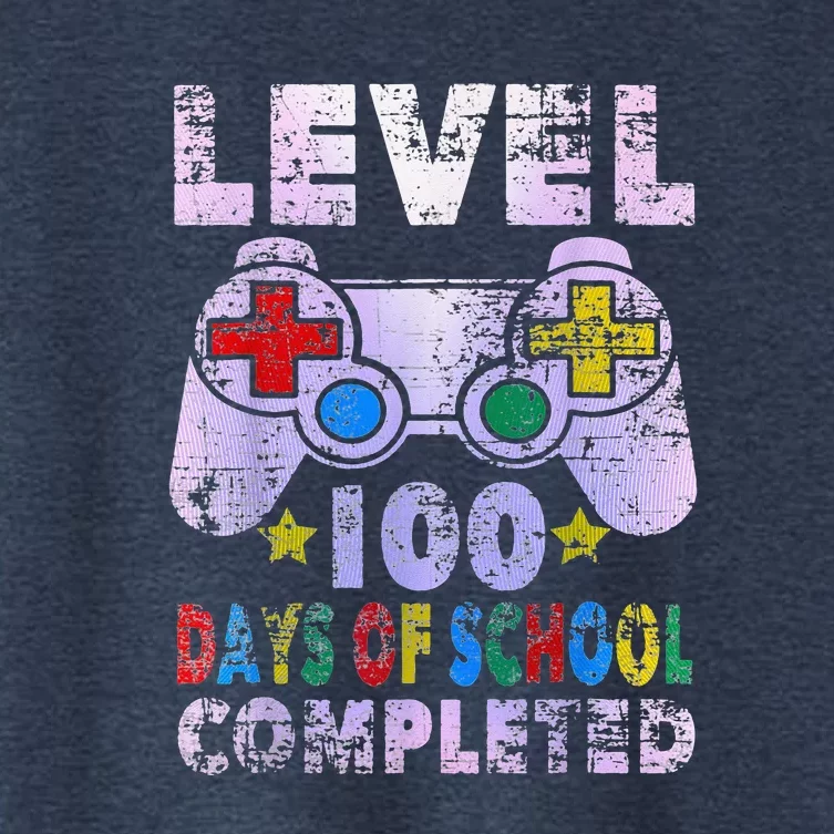 Retro 100 Days Of School Completed Level Up Gaming Women's Crop Top Tee