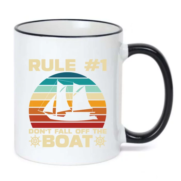 Rule 1 Dont Fall Off The Boat Boating Cruise Ship Vacation Gift Black Color Changing Mug