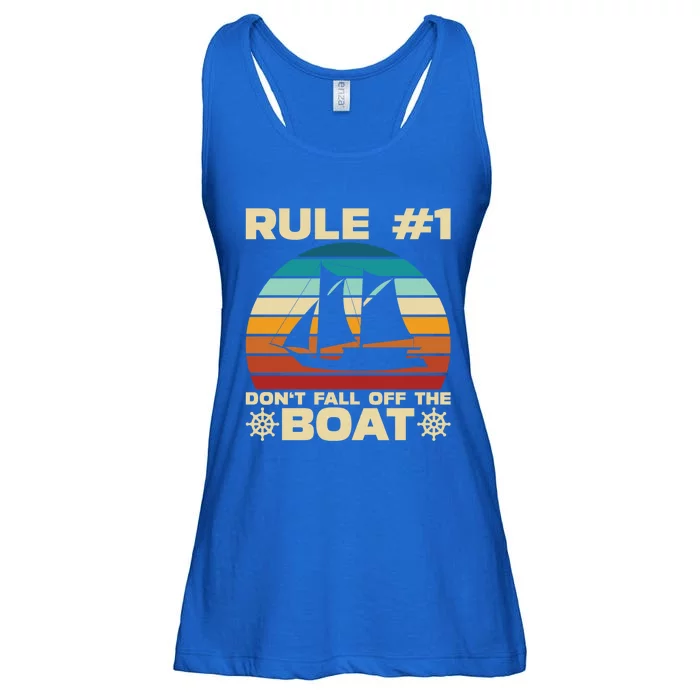 Rule 1 Dont Fall Off The Boat Boating Cruise Ship Vacation Gift Ladies Essential Flowy Tank