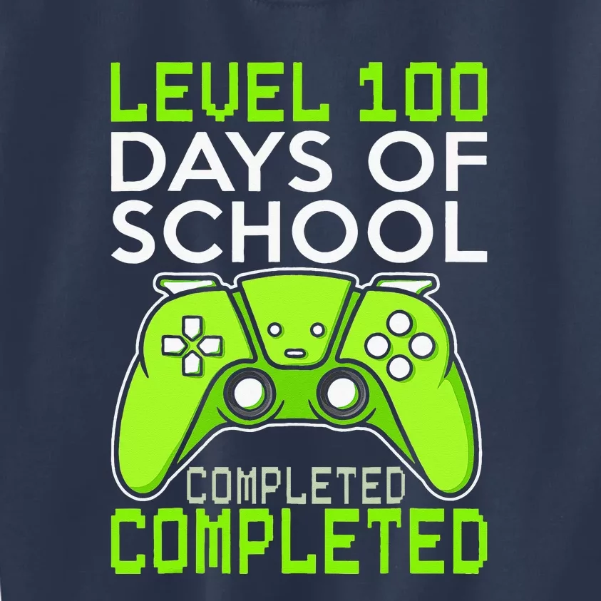 Retro 100 Days Of School Completed Level Up Gaming Kids Sweatshirt