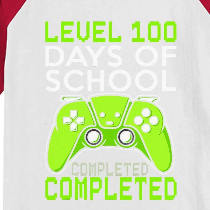 Retro 100 Days Of School Completed Level Up Gaming Kids Colorblock Raglan Jersey