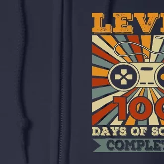 Retro 100 Days Of School Completed Level Up Gaming Full Zip Hoodie