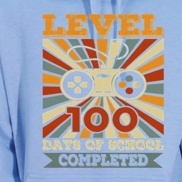 Retro 100 Days Of School Completed Level Up Gaming Unisex Surf Hoodie