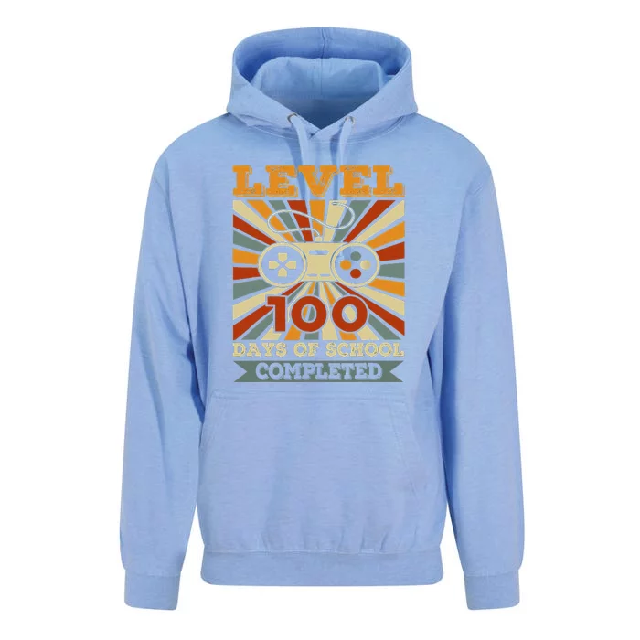 Retro 100 Days Of School Completed Level Up Gaming Unisex Surf Hoodie