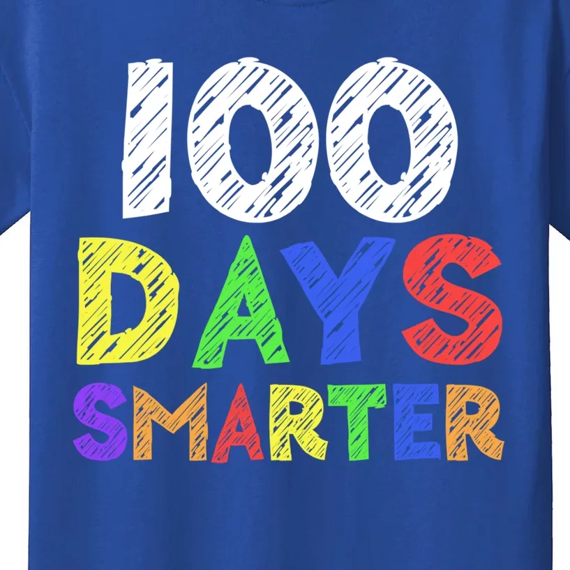 Retro 100 Days Of School 100 Days Smarter Brighter Cute Gift Kids T-Shirt