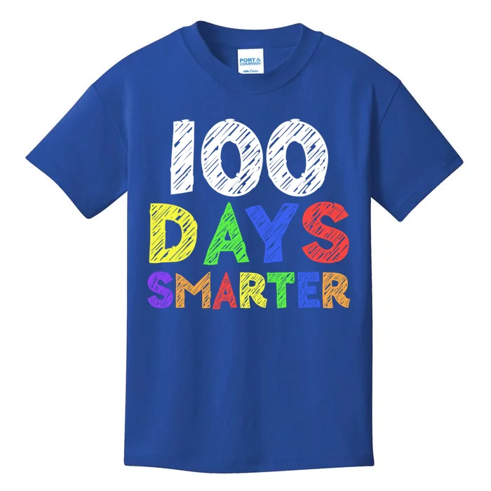 Retro 100 Days Of School 100 Days Smarter Brighter Cute Gift Kids T-Shirt