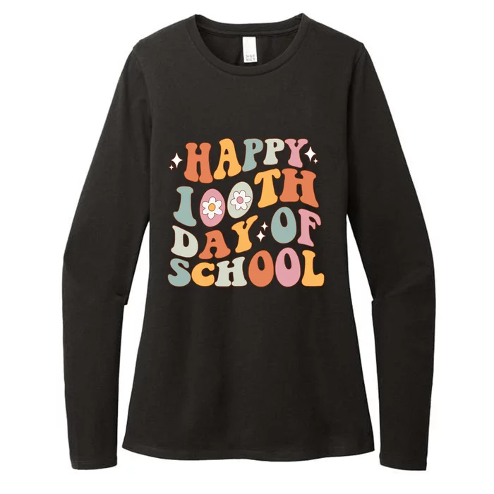 Retro 100th Day Of School Teachers Cute Happy 100 Days Gift Womens CVC Long Sleeve Shirt