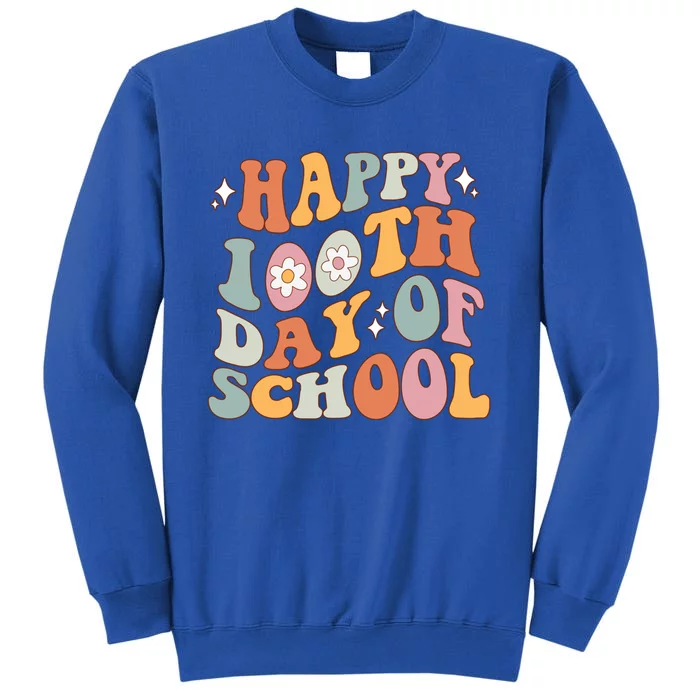 Retro 100th Day Of School Teachers Cute Happy 100 Days Gift Sweatshirt