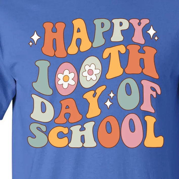 Retro 100th Day Of School Teachers Cute Happy 100 Days Gift Tall T-Shirt