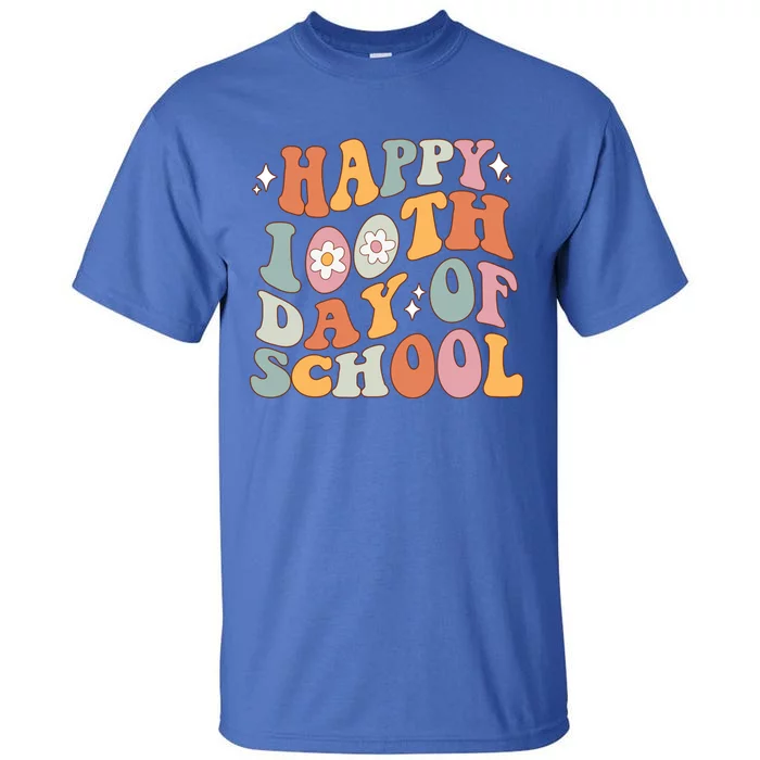 Retro 100th Day Of School Teachers Cute Happy 100 Days Gift Tall T-Shirt