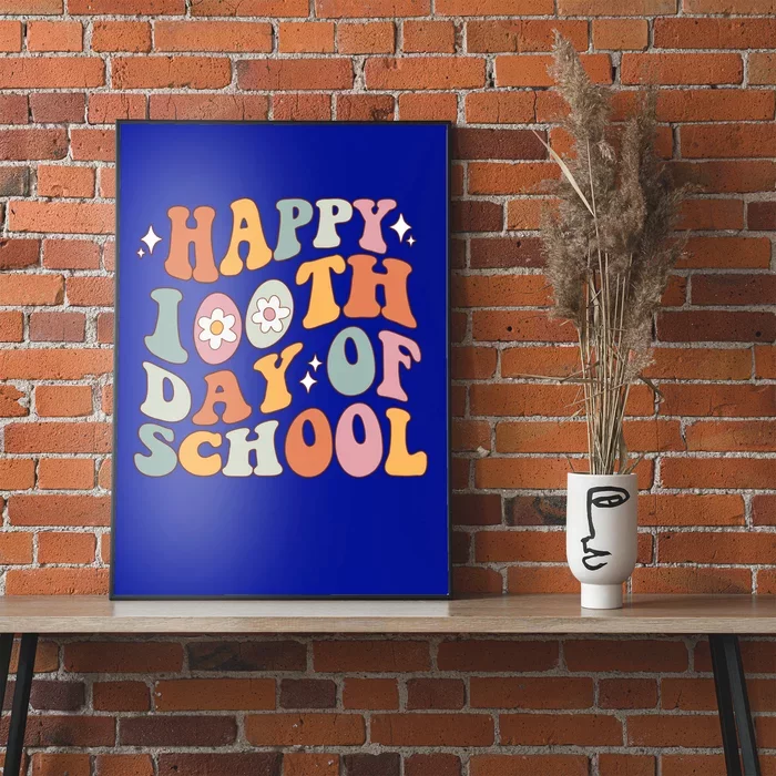 Retro 100th Day Of School Teachers Cute Happy 100 Days Gift Poster