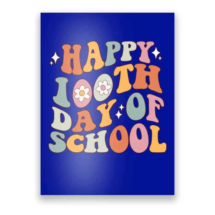 Retro 100th Day Of School Teachers Cute Happy 100 Days Gift Poster