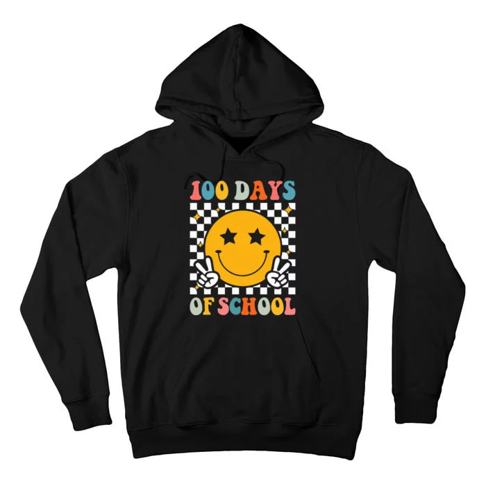 Retro 100 Days Of School Smile Face 100th Day Tall Hoodie