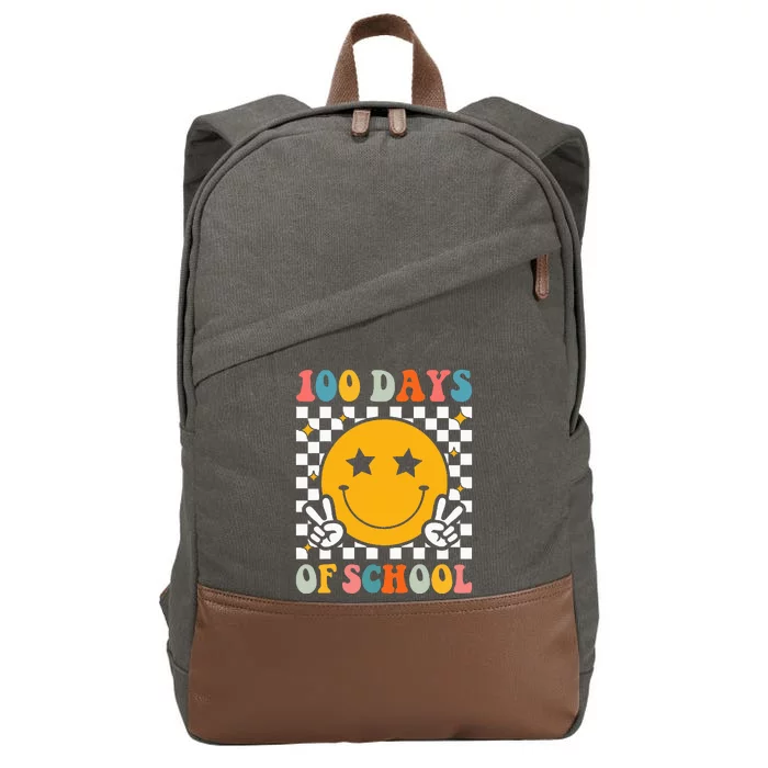 Retro 100 Days Of School Smile Face 100th Day Cotton Canvas Backpack