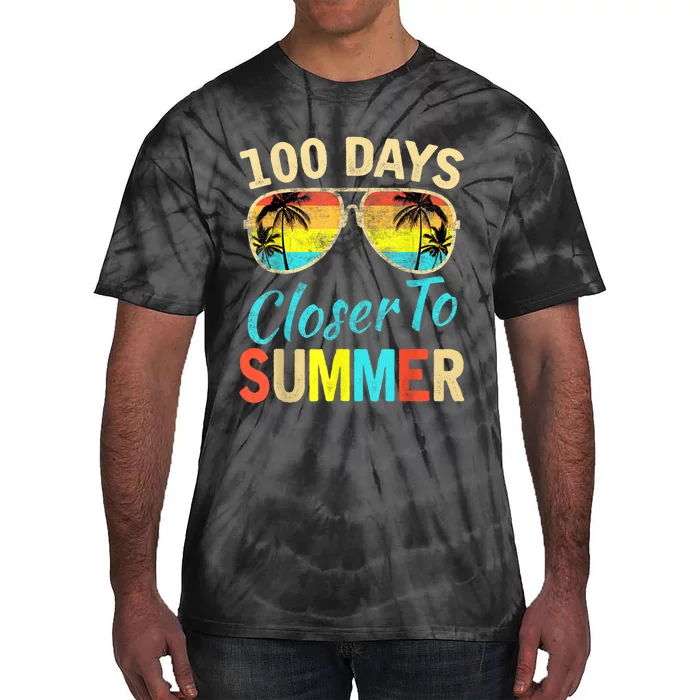 Retro 100 Days Closer To Summer 100 Days Smarter Teachers Tie-Dye T-Shirt