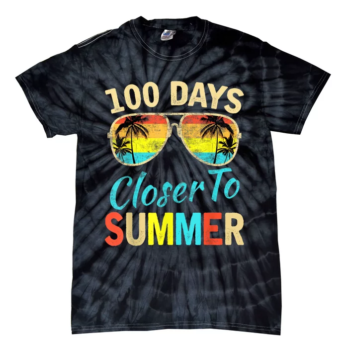 Retro 100 Days Closer To Summer 100 Days Smarter Teachers Tie-Dye T-Shirt