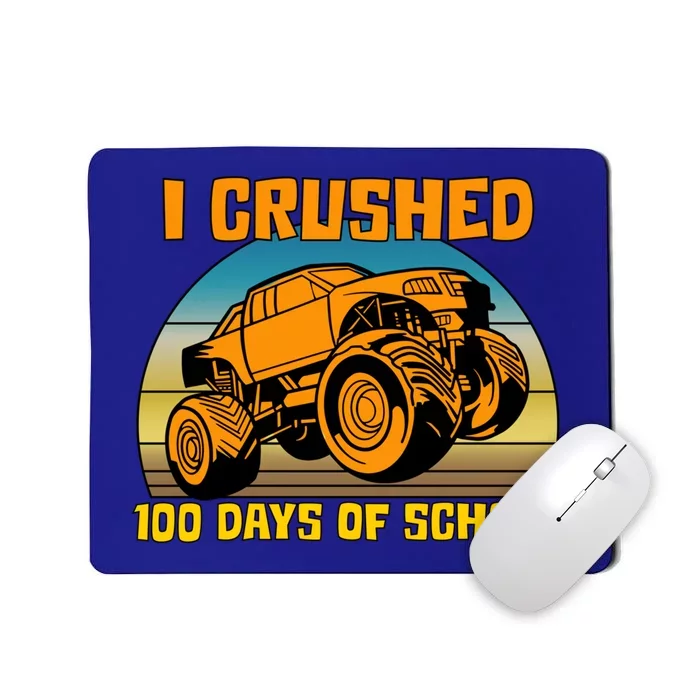 Retro 100 Days Of School Boys Monster Truck Gift Mousepad