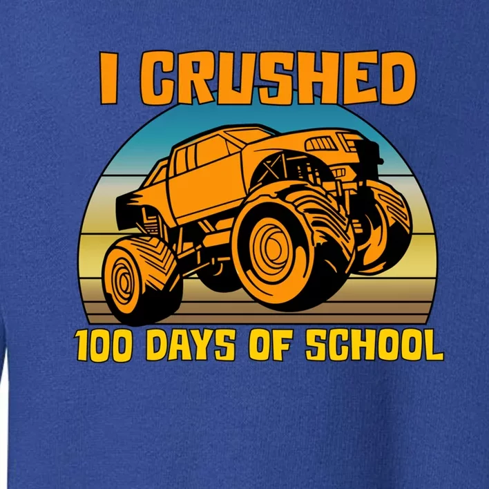 Retro 100 Days Of School Boys Monster Truck Gift Toddler Sweatshirt