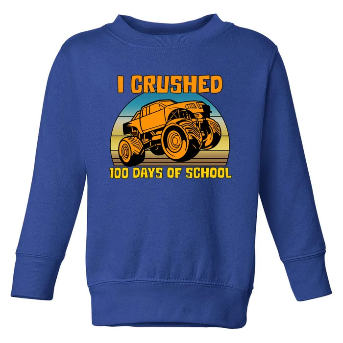 Retro 100 Days Of School Boys Monster Truck Gift Toddler Sweatshirt