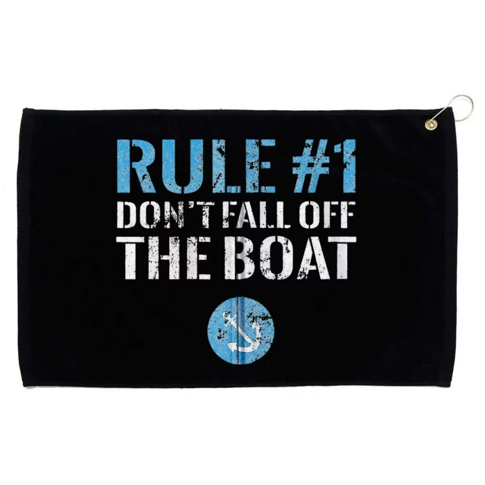 Rule 1 Don't Fall Off The Boat Vintage Funny Boating Grommeted Golf Towel