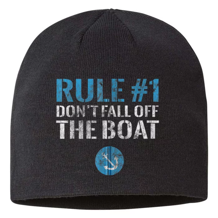 Rule 1 Don't Fall Off The Boat Vintage Funny Boating 8 1/2in Sustainable Knit Beanie