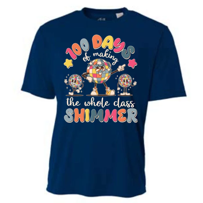 Retro 100 Days Of Making The Whole Class Shimmer Disco Ball Cooling Performance Crew T-Shirt