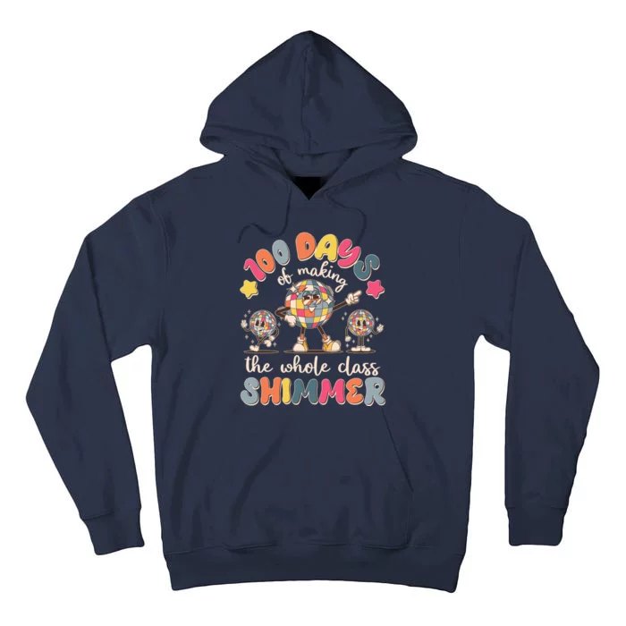 Retro 100 Days Of Making The Whole Class Shimmer Disco Ball Tall Hoodie