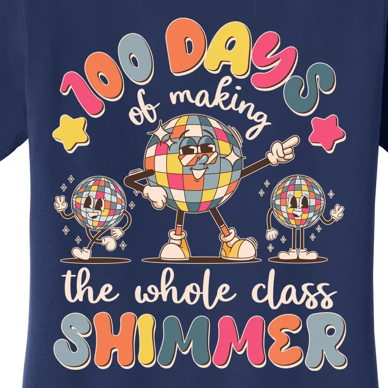 Retro 100 Days Of Making The Whole Class Shimmer Disco Ball Women's T-Shirt