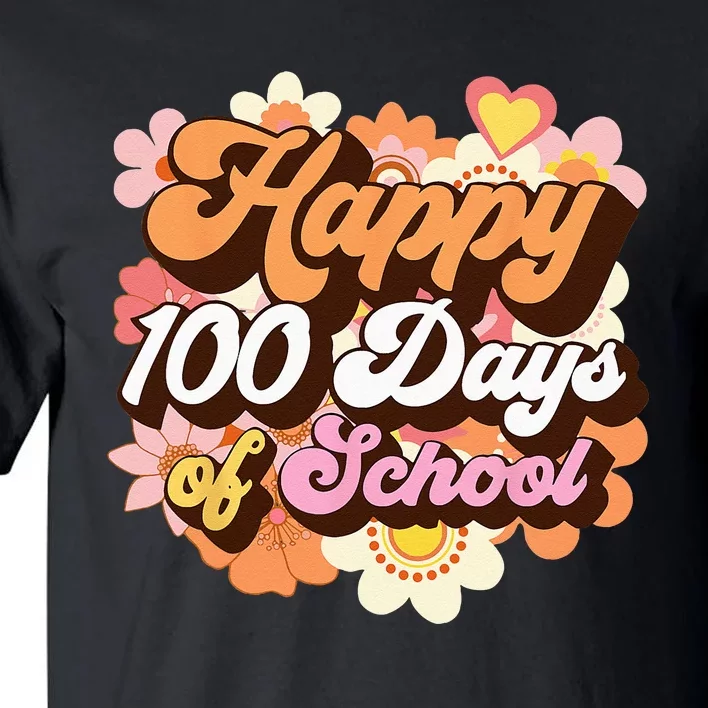 Retro 100 Days Of School Teachers Kids Groovy 100th Day Tall T-Shirt