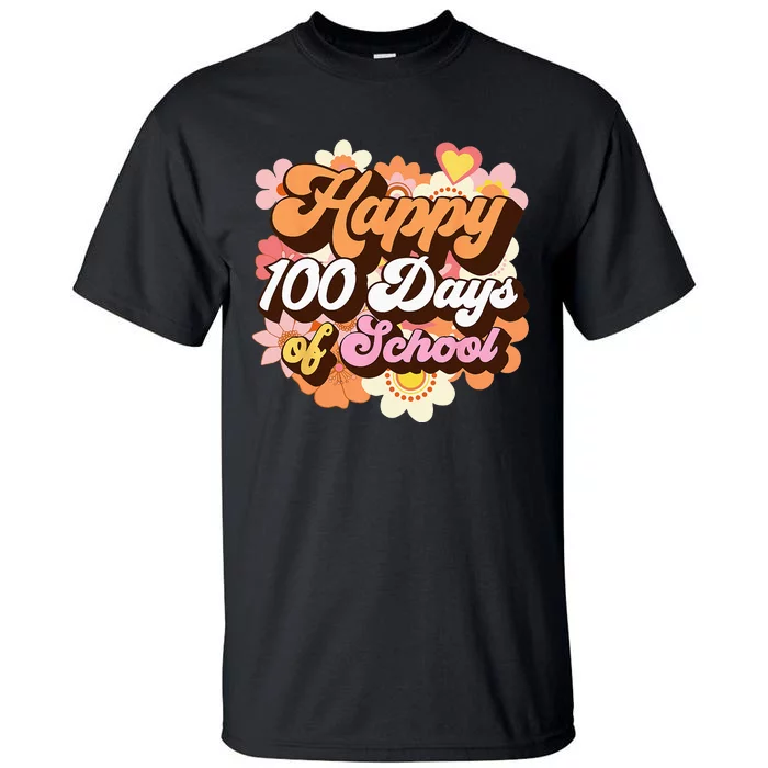 Retro 100 Days Of School Teachers Kids Groovy 100th Day Tall T-Shirt