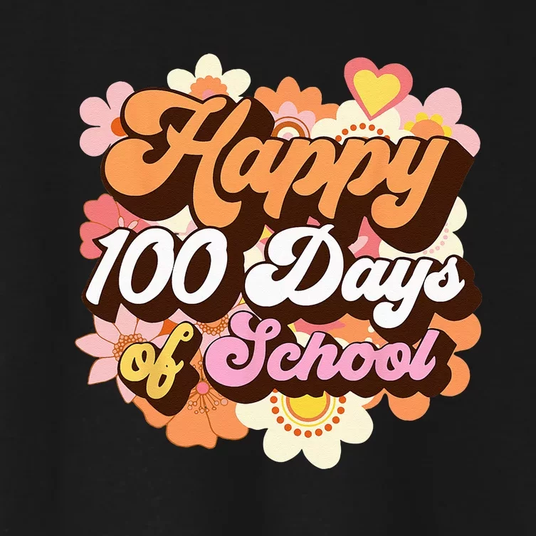 Retro 100 Days Of School Teachers Kids Groovy 100th Day Women's Crop Top Tee