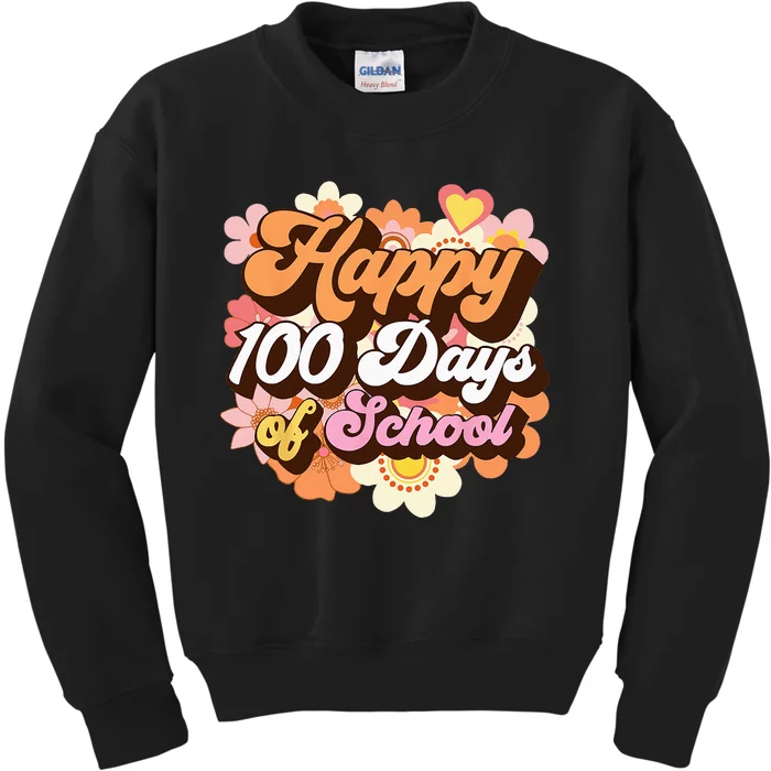 Retro 100 Days Of School Teachers Kids Groovy 100th Day Kids Sweatshirt