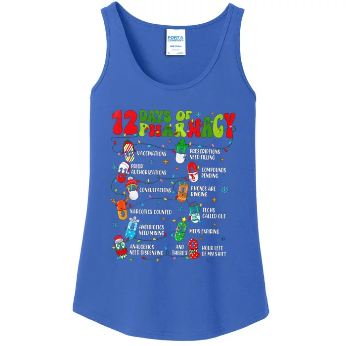 Retro 12 Days Of Pharmacy Crew Christmas Pharmacists Tech Great Gift Ladies Essential Tank