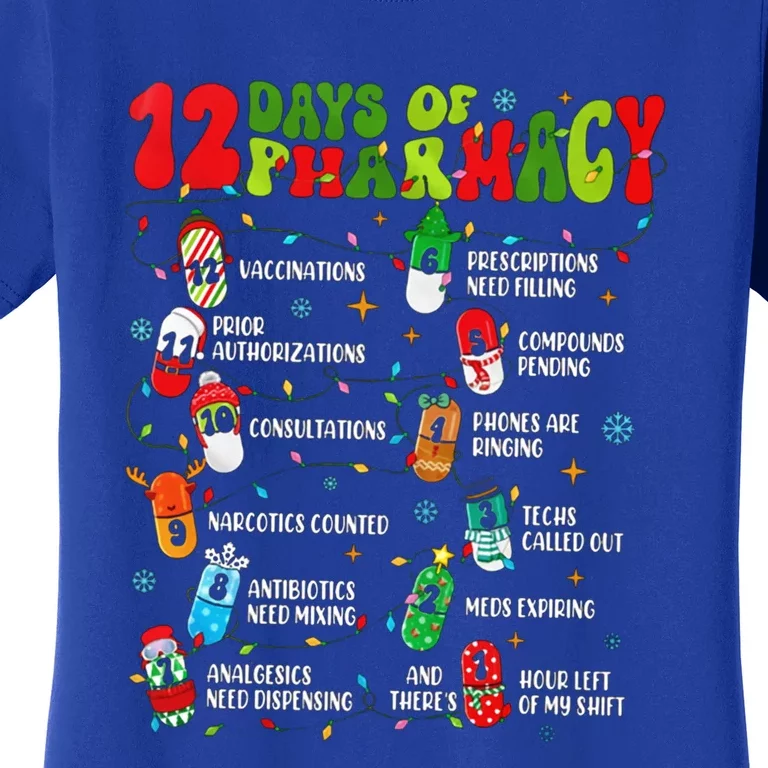 Retro 12 Days Of Pharmacy Crew Christmas Pharmacists Tech Great Gift Women's T-Shirt