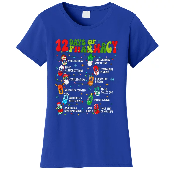 Retro 12 Days Of Pharmacy Crew Christmas Pharmacists Tech Great Gift Women's T-Shirt