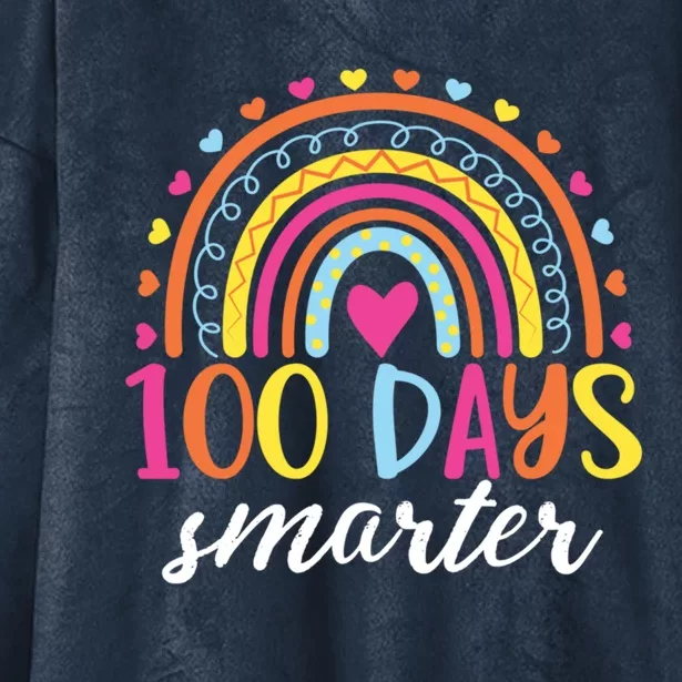 Rainbow 100 Days Smarter Teacher Student 100th Day Of School Gift Hooded Wearable Blanket