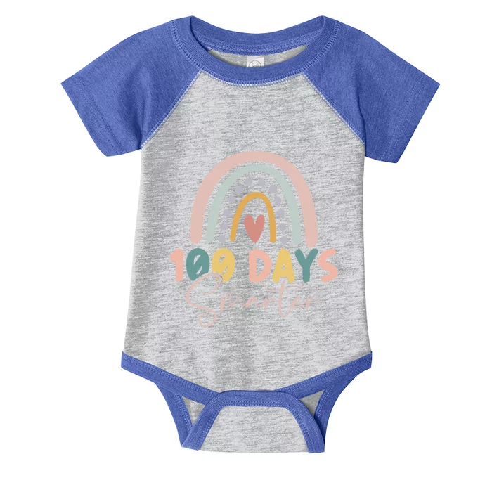 Rainbow 100 Days Smarter Teacher Student 100th Day Of School Gift Infant Baby Jersey Bodysuit