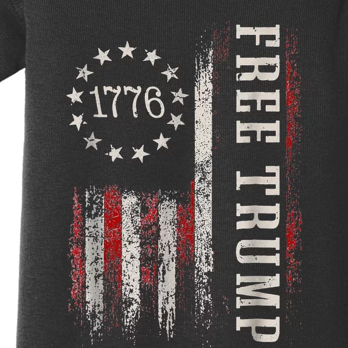 Retro 1776 Free Trump American Flag Baby Bodysuit